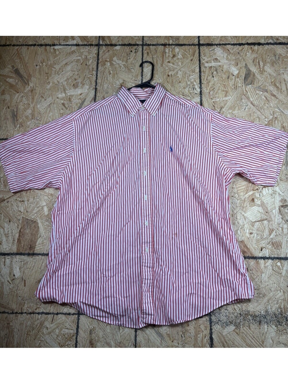Ralph Lauren Men’s Red Striped Short Sleeve Blake 100% Cotton Shirt Size XL